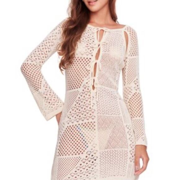 Capittana Women's Hope Crochet Swim Cove Up Dress Ivory Size Medium NWT - Picture 3 of 12